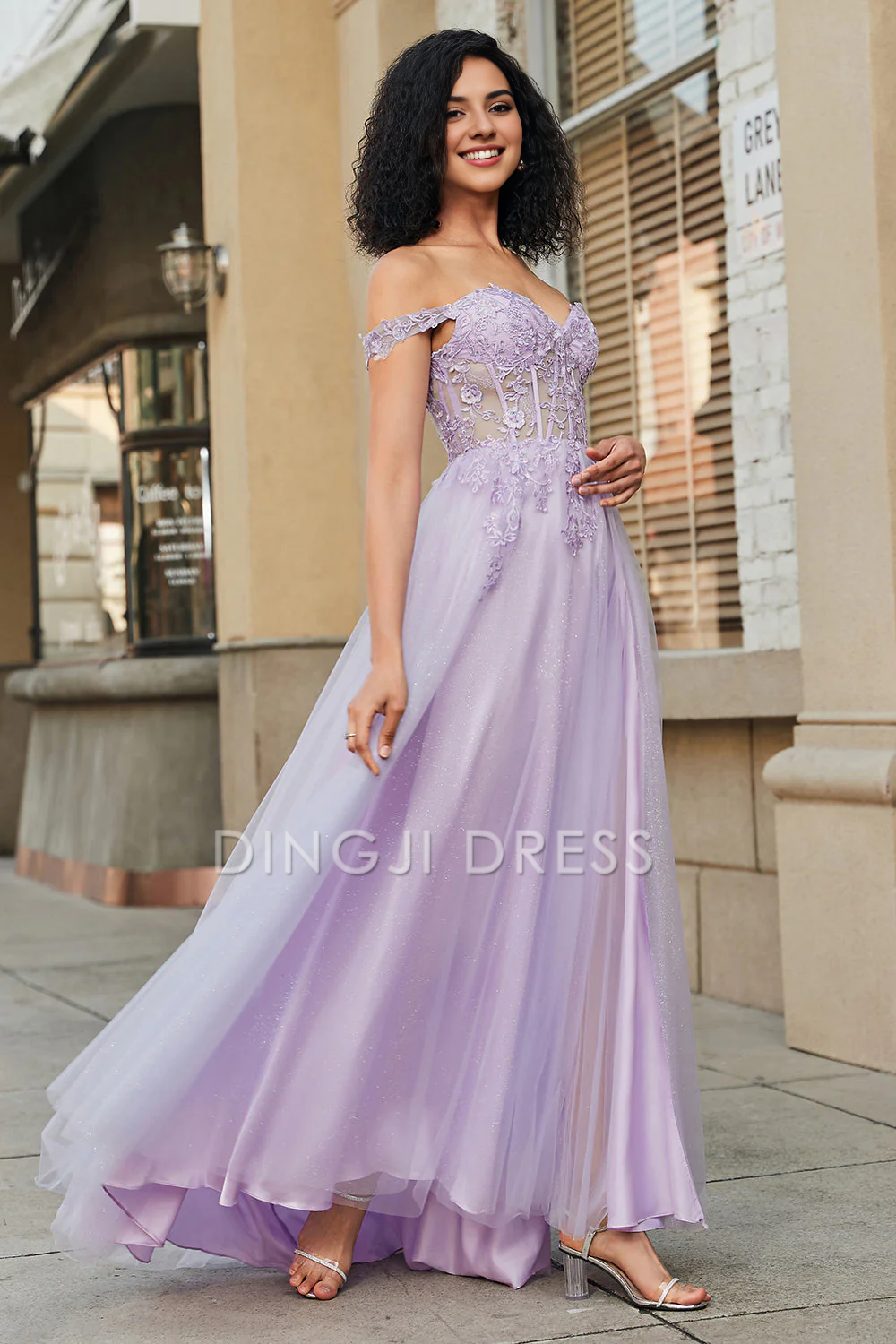 DingJiDress High Quality Dress Evening Dress Gorgeous A Line Sweetheart Off The Shoulder Corset With Lace Appliques Long Prom Dress
