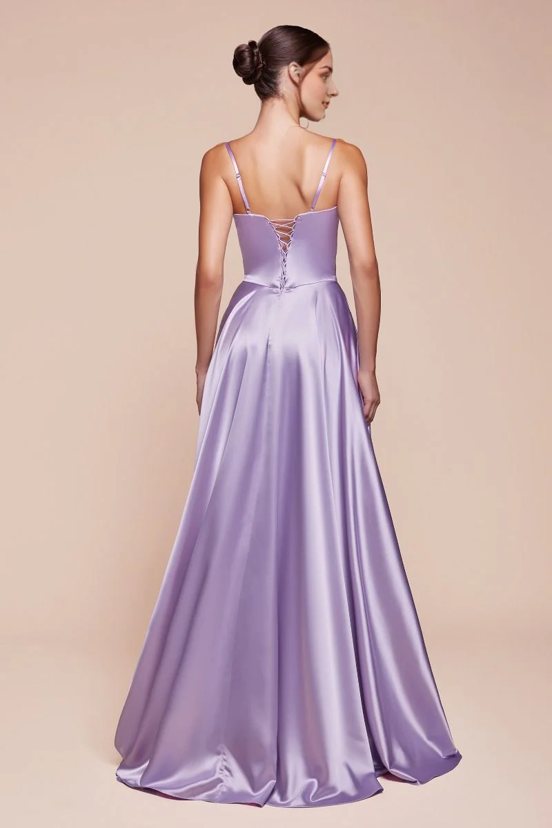 DingJiDress November December Wedding Guest Dress Satin A-Line Spaghetti Strap Bustier Dress Backless Split Fork Elegant Formal Party Dress