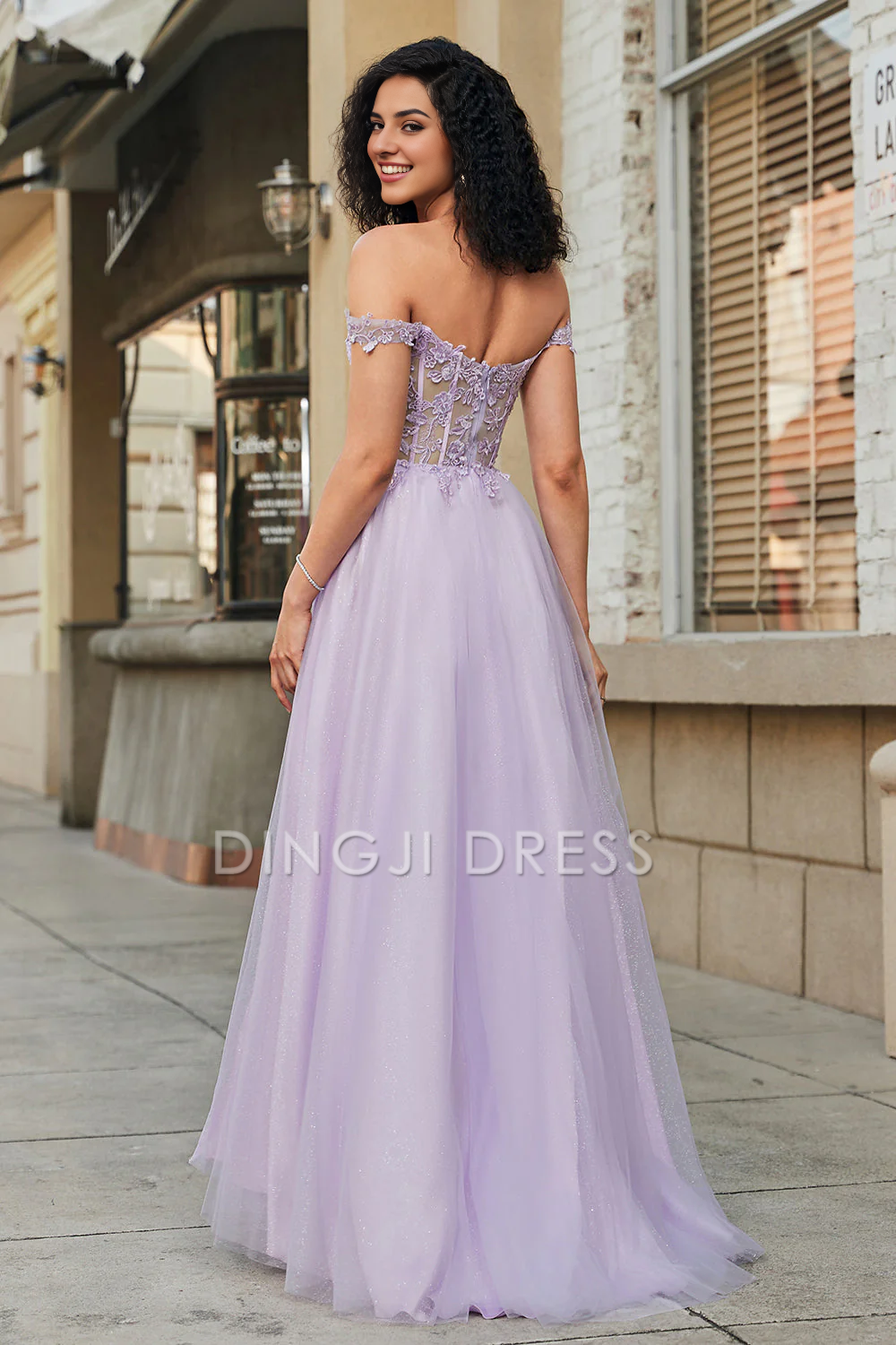 DingJiDress High Quality Dress Evening Dress Gorgeous A Line Sweetheart Off The Shoulder Corset With Lace Appliques Long Prom Dress