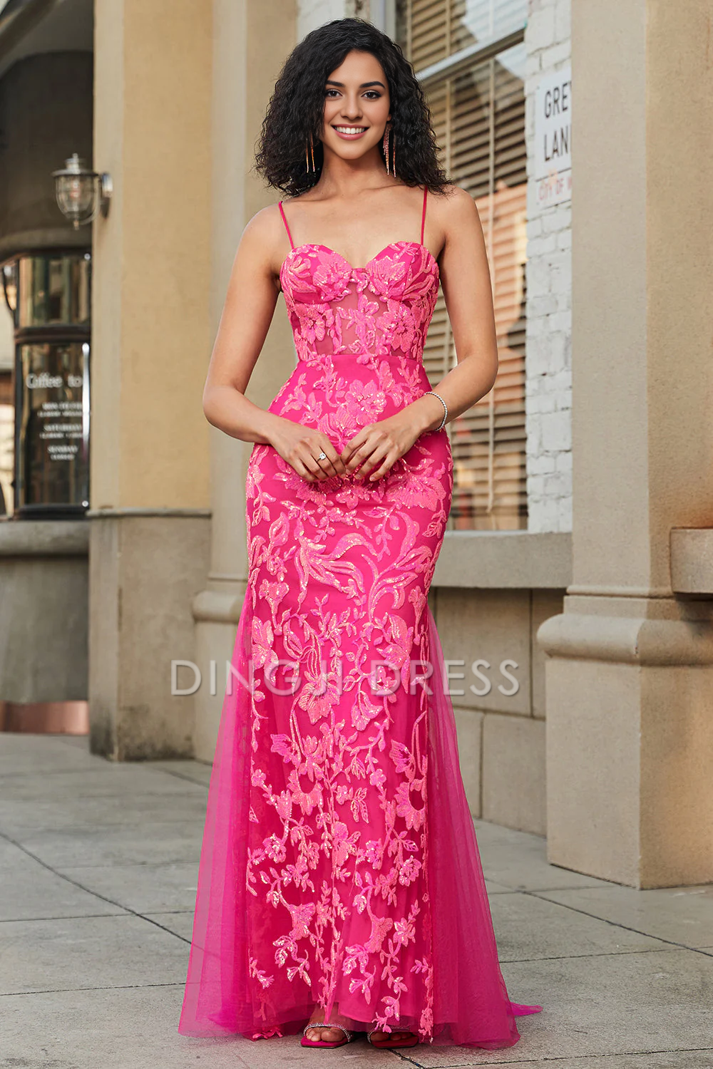 DingJiDress High Quality Dress Evening Dress Mermaid Sweetheart Spaghetti Strap Appliques Gorgeous Long Prom Dress