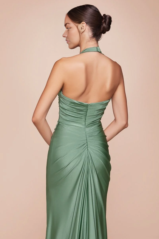 DingJiDress November December Wedding Guest Dress Heart-Shaped Collar Pleated Corset Split Fork Long Backless Temperament Party Dress