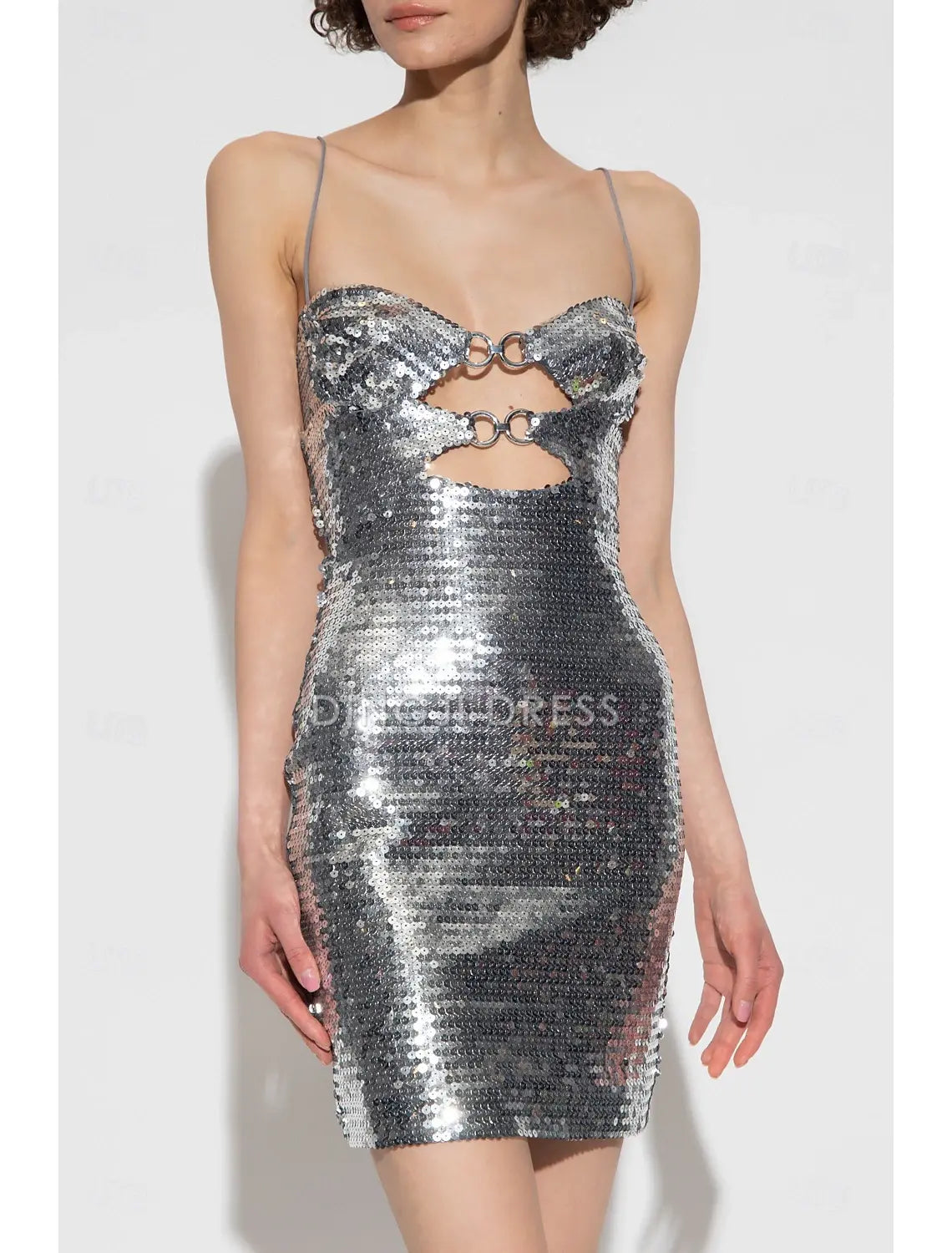 DingJiDress Hot Sale Short Prom Dress Sheath Sequin Cocktail Dresses Party Dress Sleeveless Spaghetti Strap Hollow Out Sexy New Homecoming Dress