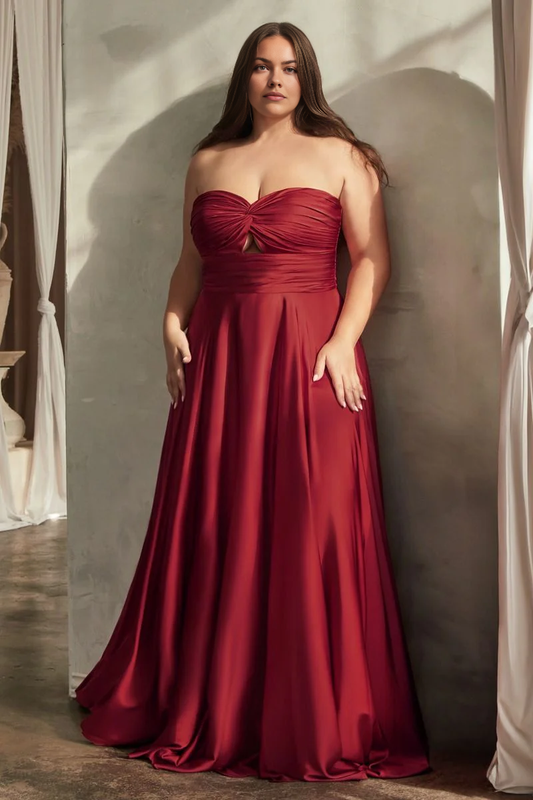 DingJiDress November December Wedding Guest Dress Strapless Heart-Shaped Collar Pleated Corset Split Fork Long Backless Sexy Party Dress