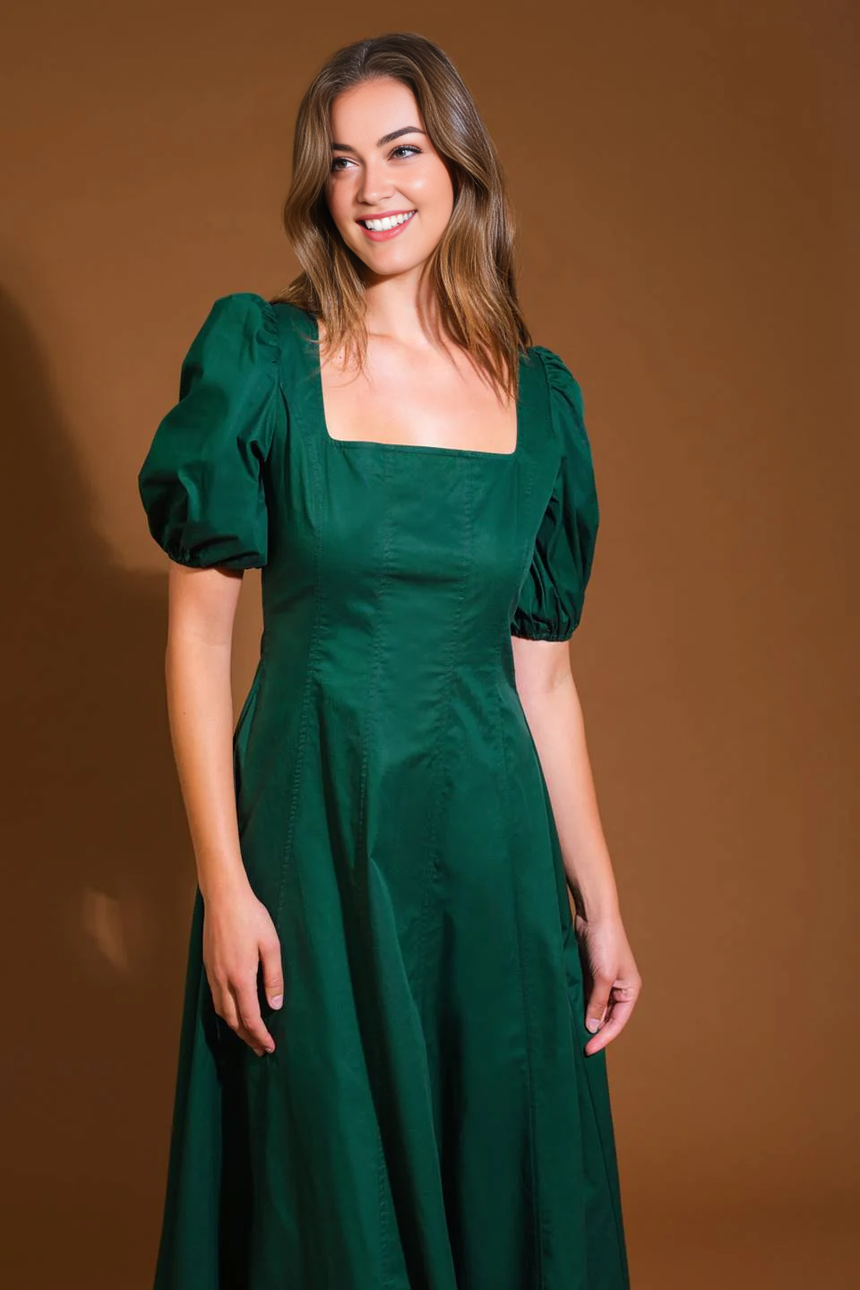 DingJiDress November December Wedding Guest Dress Square Neck short sleeve Medium Long Styles Elegant Formal Simple Party Dress