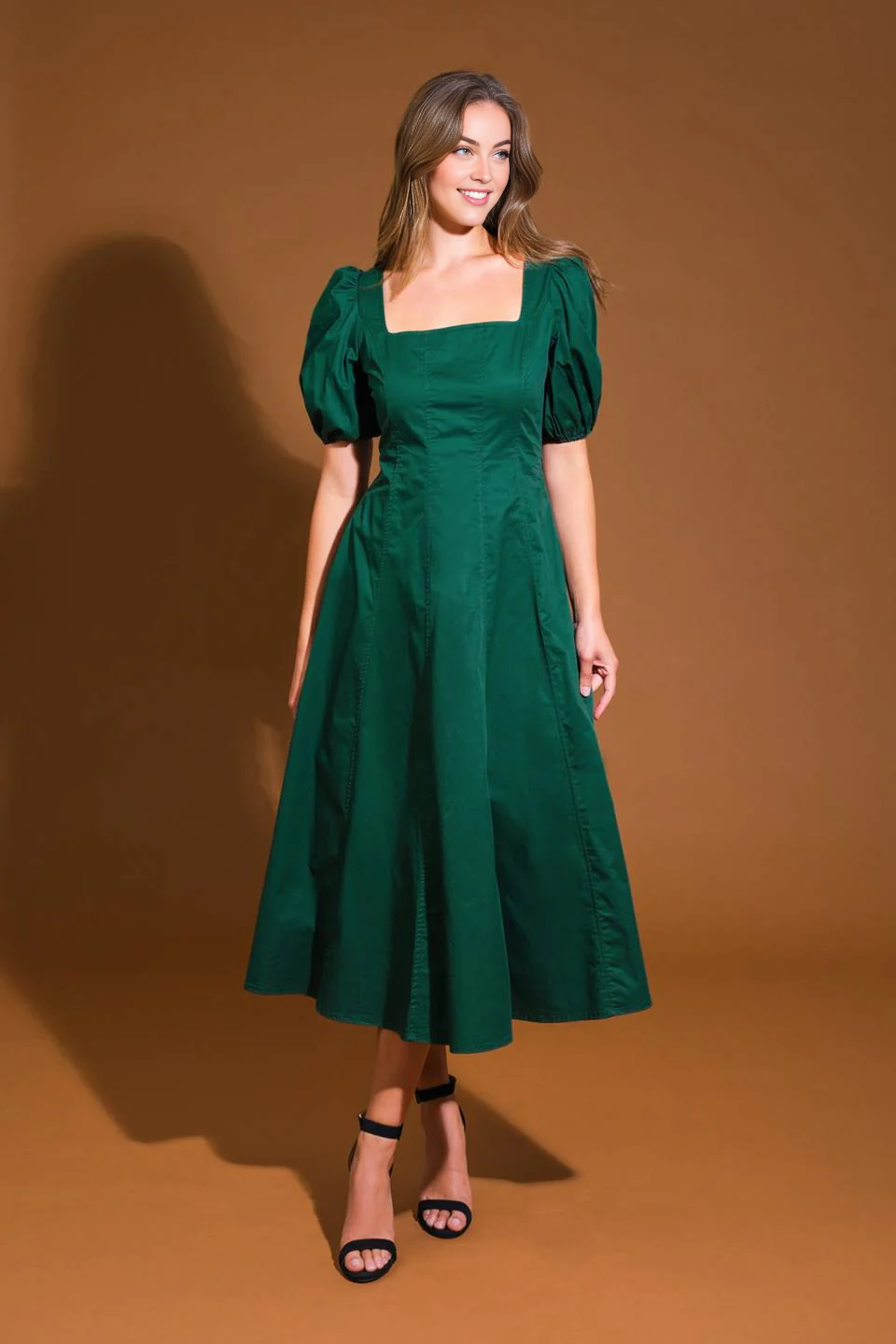 DingJiDress November December Wedding Guest Dress Square Neck short sleeve Medium Long Styles Elegant Formal Simple Party Dress