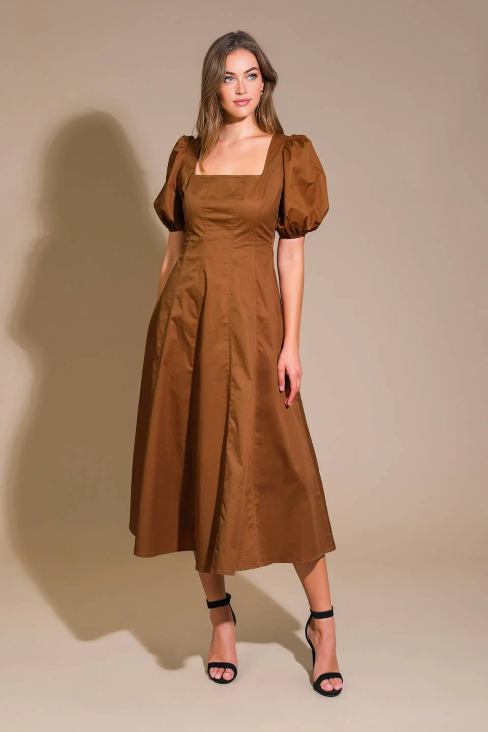 DingJiDress November December Wedding Guest Dress Square Neck short sleeve Medium Long Styles Elegant Formal Simple Party Dress