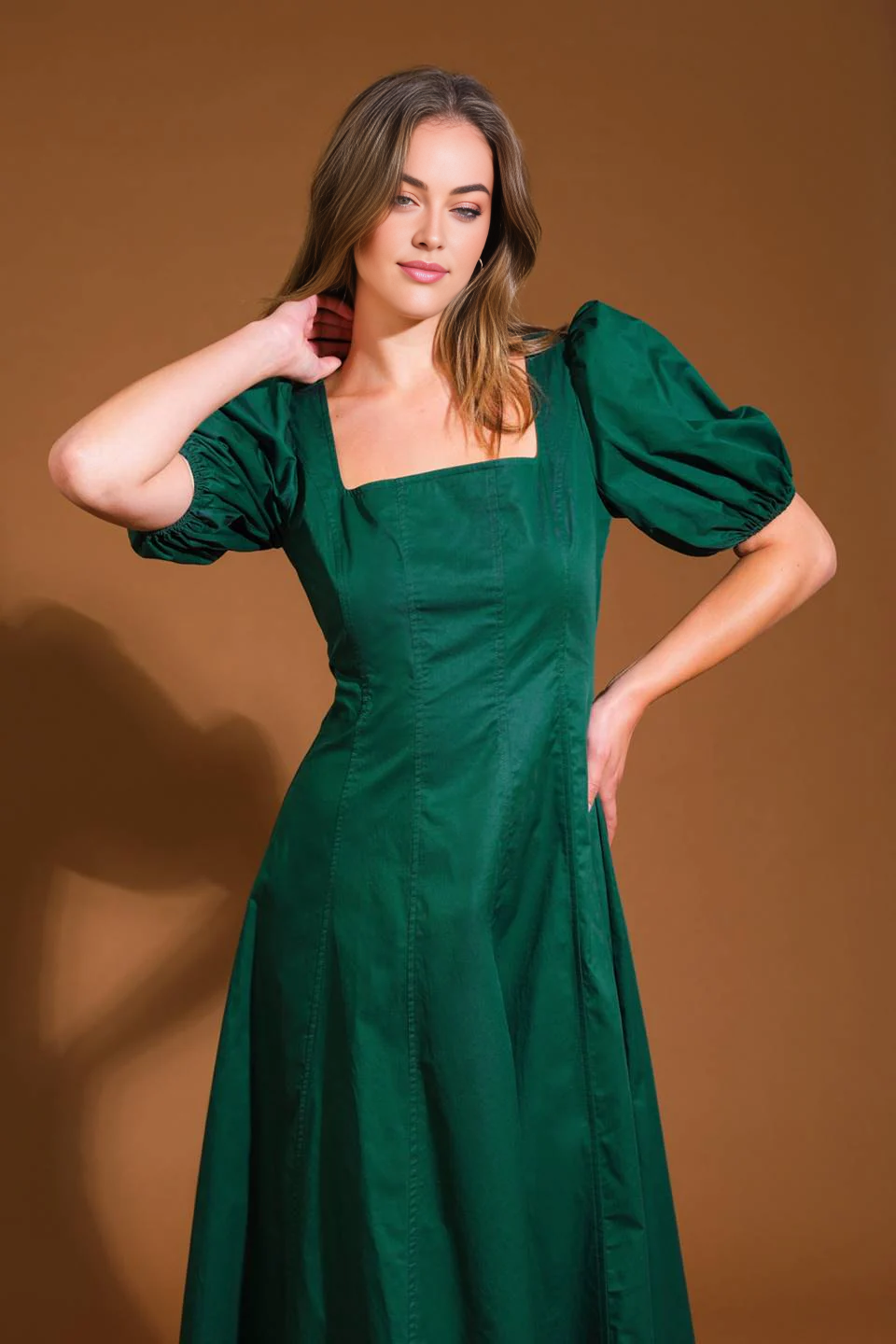 DingJiDress November December Wedding Guest Dress Square Neck short sleeve Medium Long Styles Elegant Formal Simple Party Dress