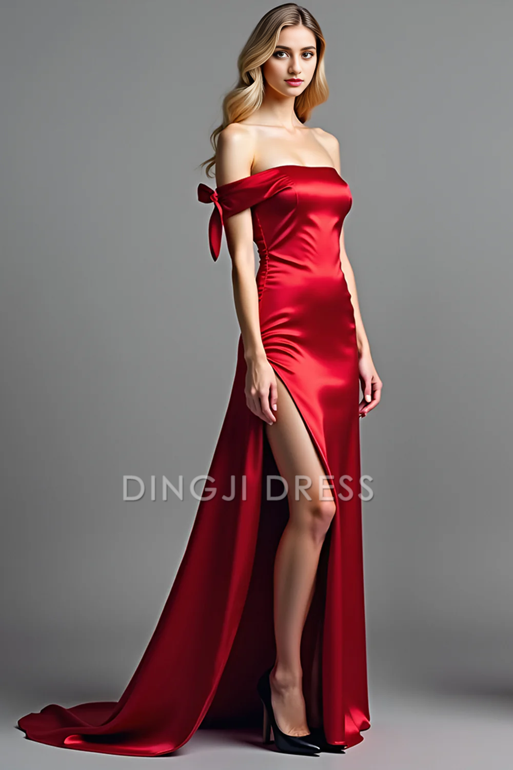 DingJiDress High Quality Dress Elegant Sheath Off The Shoulder Backless Long With Slit Charming Prom Dress