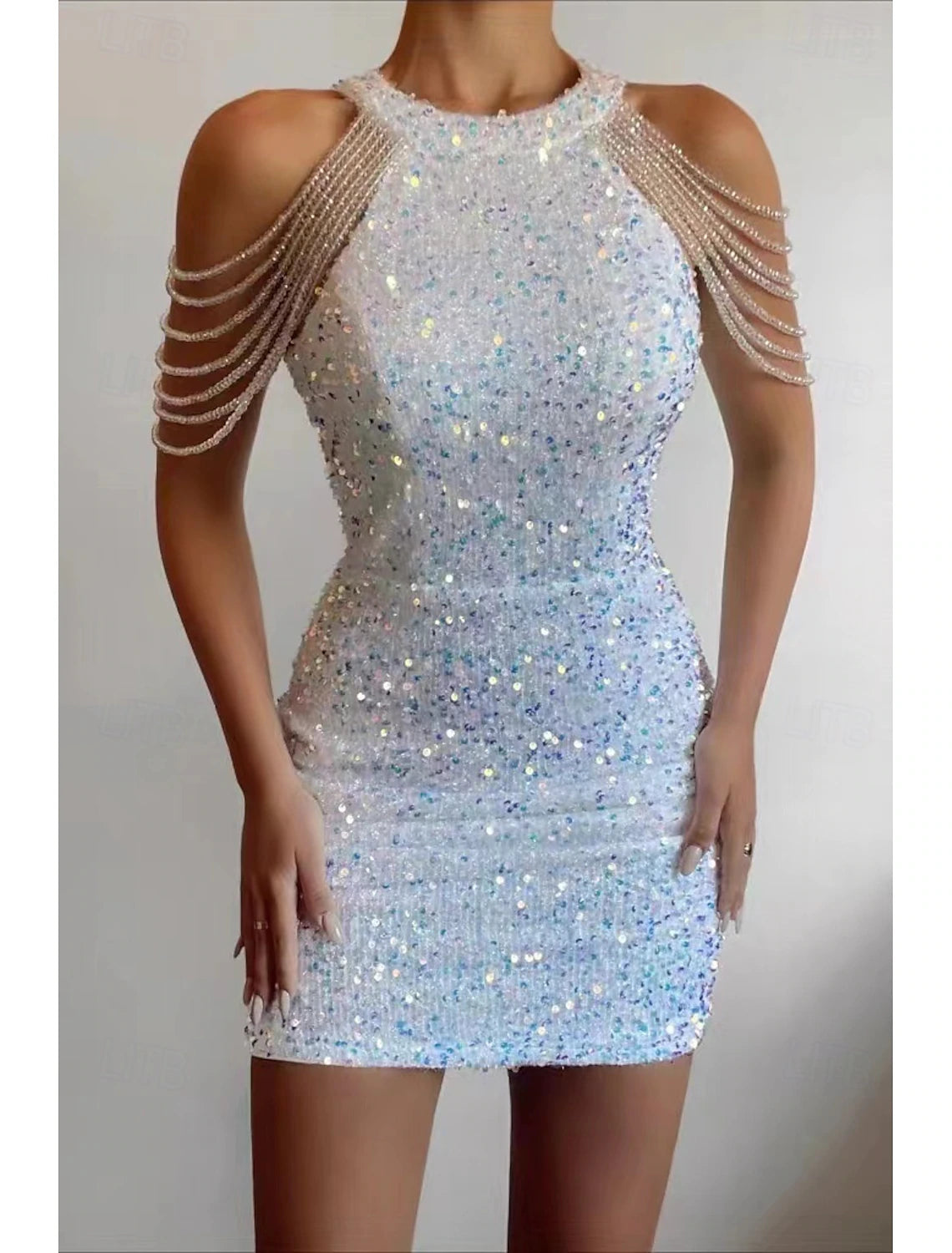 DingJiDress Hot Sale Short Prom Dress Sheath Jewel Neck Sequin Cocktail Dresses Party Dress Holiday Sleeveless Sparkle Charming New Homecoming Dress