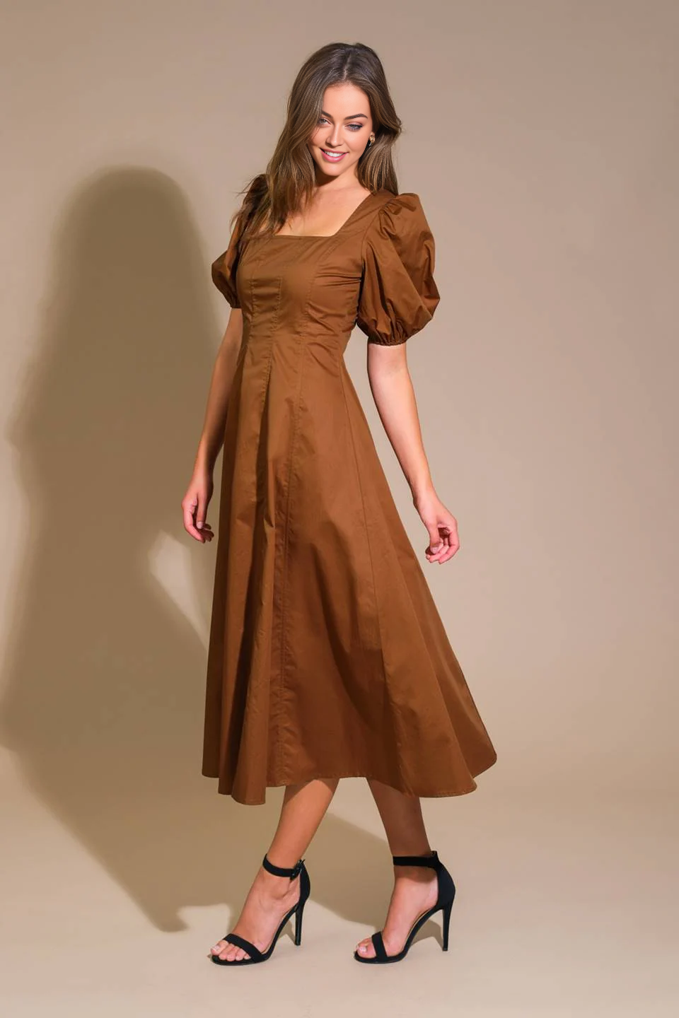 DingJiDress November December Wedding Guest Dress Square Neck short sleeve Medium Long Styles Elegant Formal Simple Party Dress