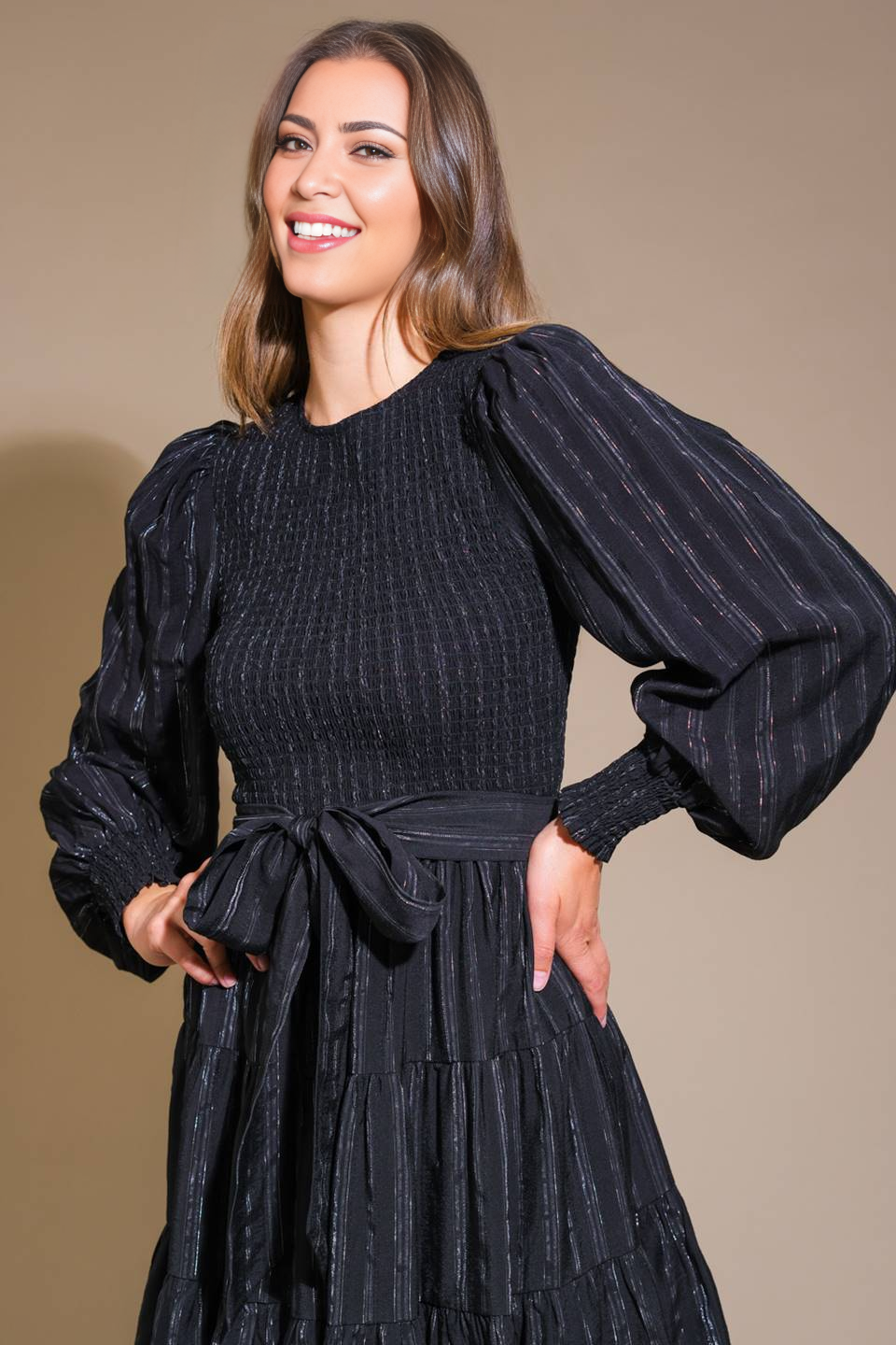 DingJiDress November December Wedding Guest Dress Featuring Round Neckline Long Sleeve With Cuff Short Skirt Formal Party Dress