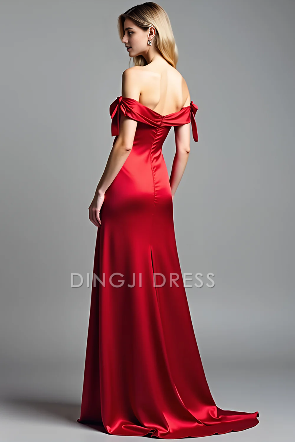 DingJiDress High Quality Dress Elegant Sheath Off The Shoulder Backless Long With Slit Charming Prom Dress