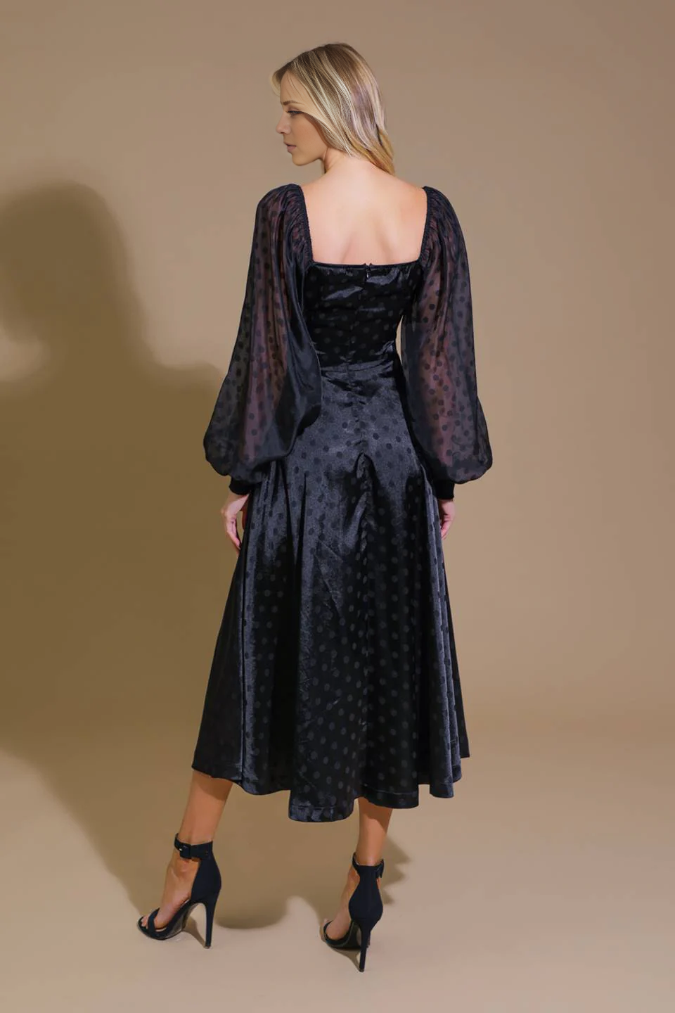 DingJiDress November December Wedding Guest Dress Fashion V Neckline Long Sleeve Circular Dots Elegant Formal Party Dress