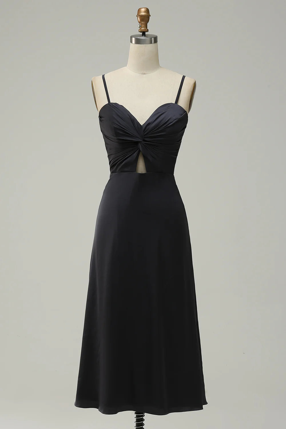 DingJiDress High Quality Dress A Line Sweetheart Spaghetti Straps Simple With Hollow Out Tea-Length Prom Dress