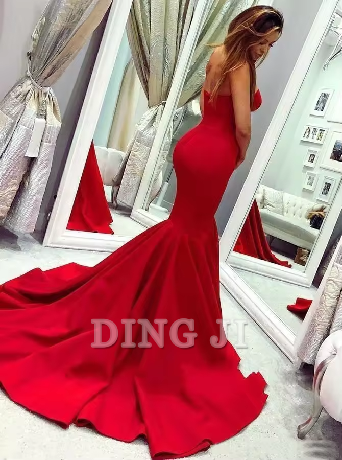 DingJiDress Evening Dress Latest Elegant Long Female Formal Strapless Charming Mermaid Youthful Wedding Guests Dresses