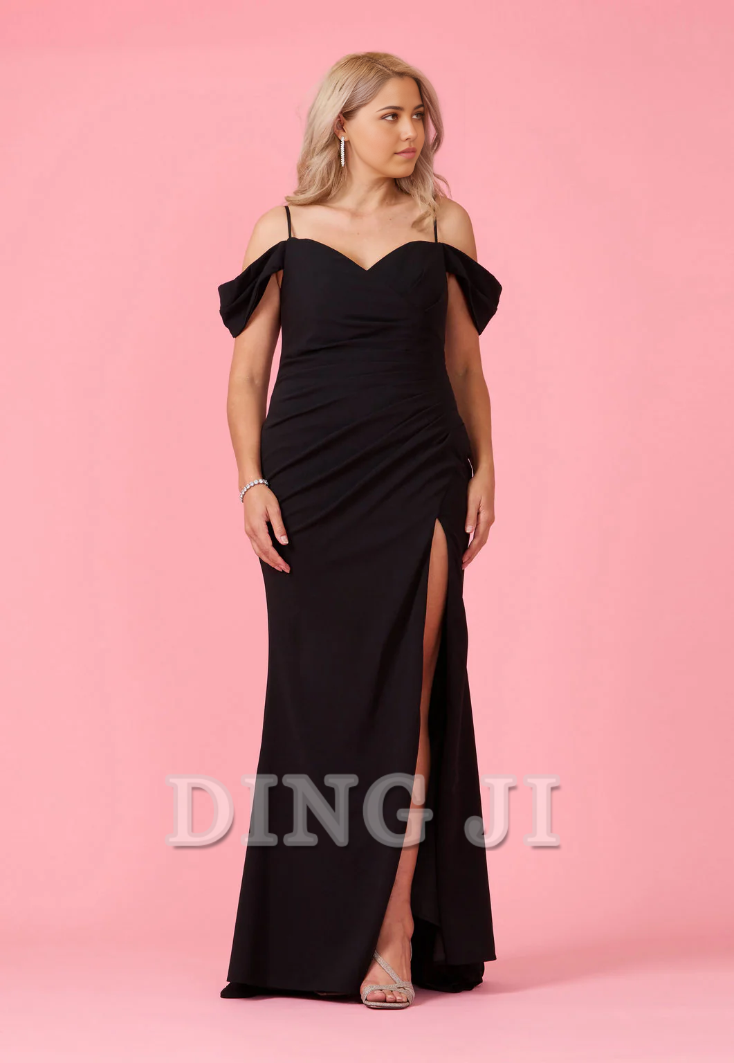 DingJiDress Bridesmaid Dresses Elegant Long Sweetheart Off The Shoulder Pleated Wrap High Slit Wedding Guests Dresses