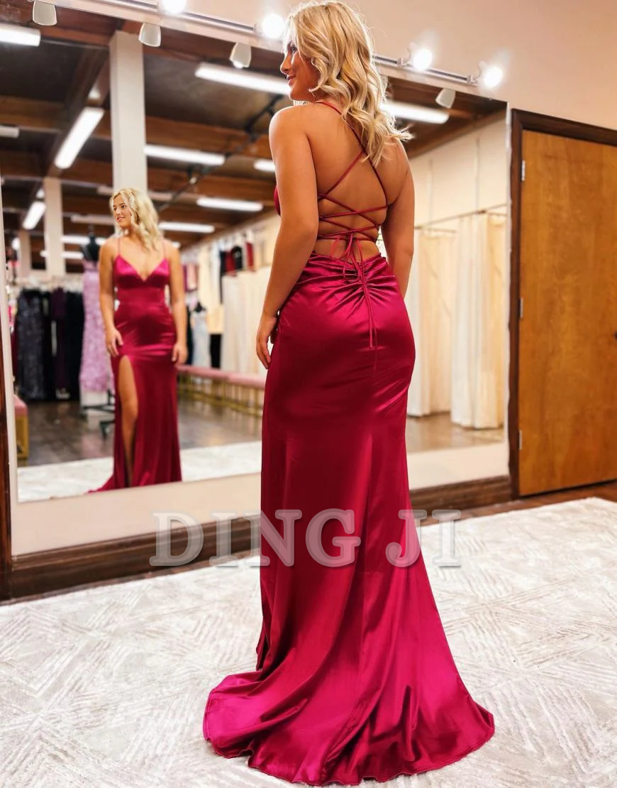 DingJiDress Evening Dress Deep V Neck Mermaid Spaghetti Straps Backless Side Fork Sexy Charming Formal Women's Dresses Wedding Guest Dresses