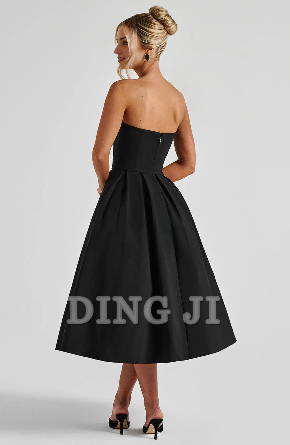 DingJiDress Bridesmaid Dresses A Line Strapless Backless Elegant Exquisite Dresses Wedding Guests Dresses