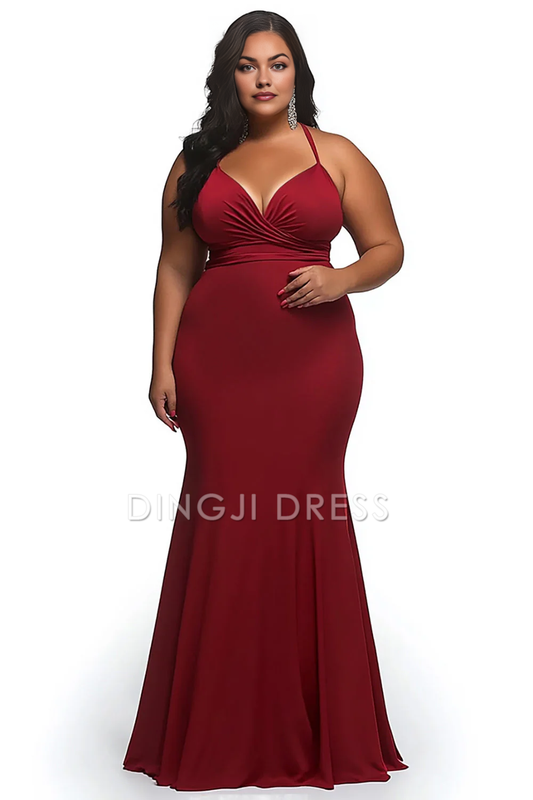 DingJiDress High Quality Dress Elegant Mermaid Satin Spaghetti Straps Sheath Long Plus Size Simple Prom Dress