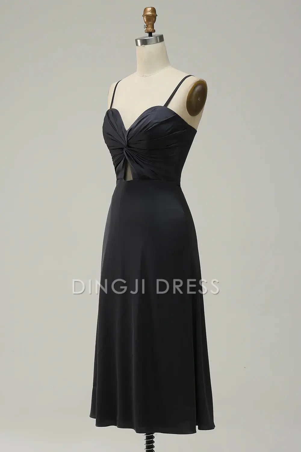 DingJiDress High Quality Dress A Line Sweetheart Spaghetti Straps Simple With Hollow Out Tea-Length Prom Dress