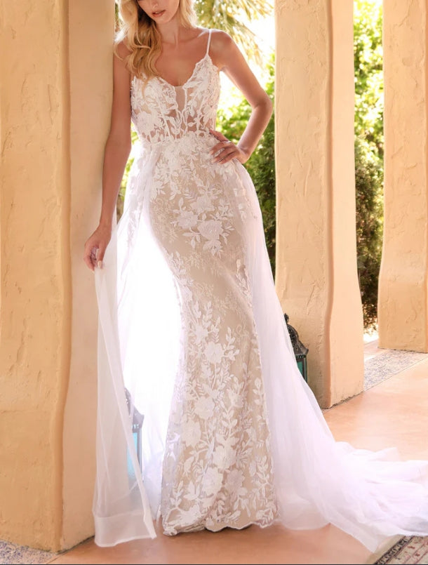 DingJiDress Wedding Dress December Wedding Sleeveless See Through Sweet Heart Bodice Spaghetti Straps Lace Applique Glitter Tulle Dress