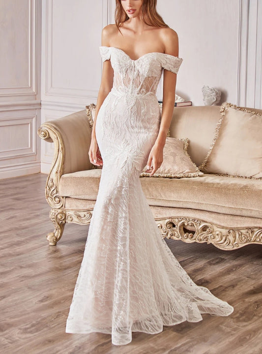 DingJiDress Wedding Dress December Wedding Strapless Sweetheart Neckline Mermaid Cultivate oneself Embossed Floral Pattern Gorgeous Elegant Simple Dress