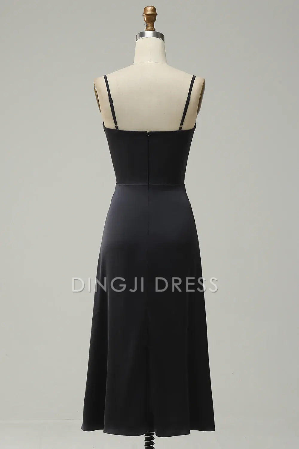 DingJiDress High Quality Dress A Line Sweetheart Spaghetti Straps Simple With Hollow Out Tea-Length Prom Dress