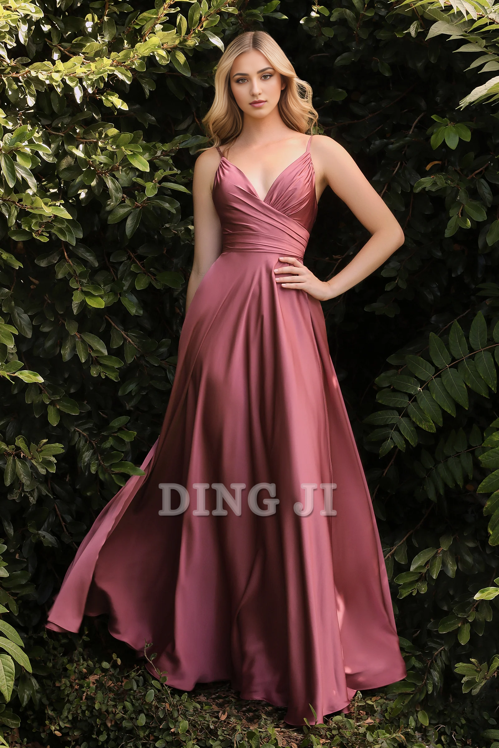 DingJiDress Bridesmaid Dresses Elegant Flowy Skirt Spaghetti Strap Leg Opening Sweetheart Neckline Backless Dress Wedding Guests Dresses