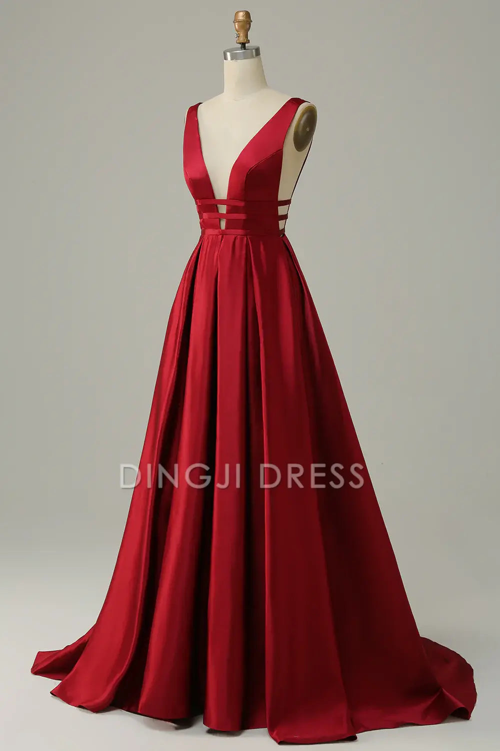 DingJiDress High Quality Dress Exquisite A Line Deep V Neck Backless Sweep Train Charming Prom Dress