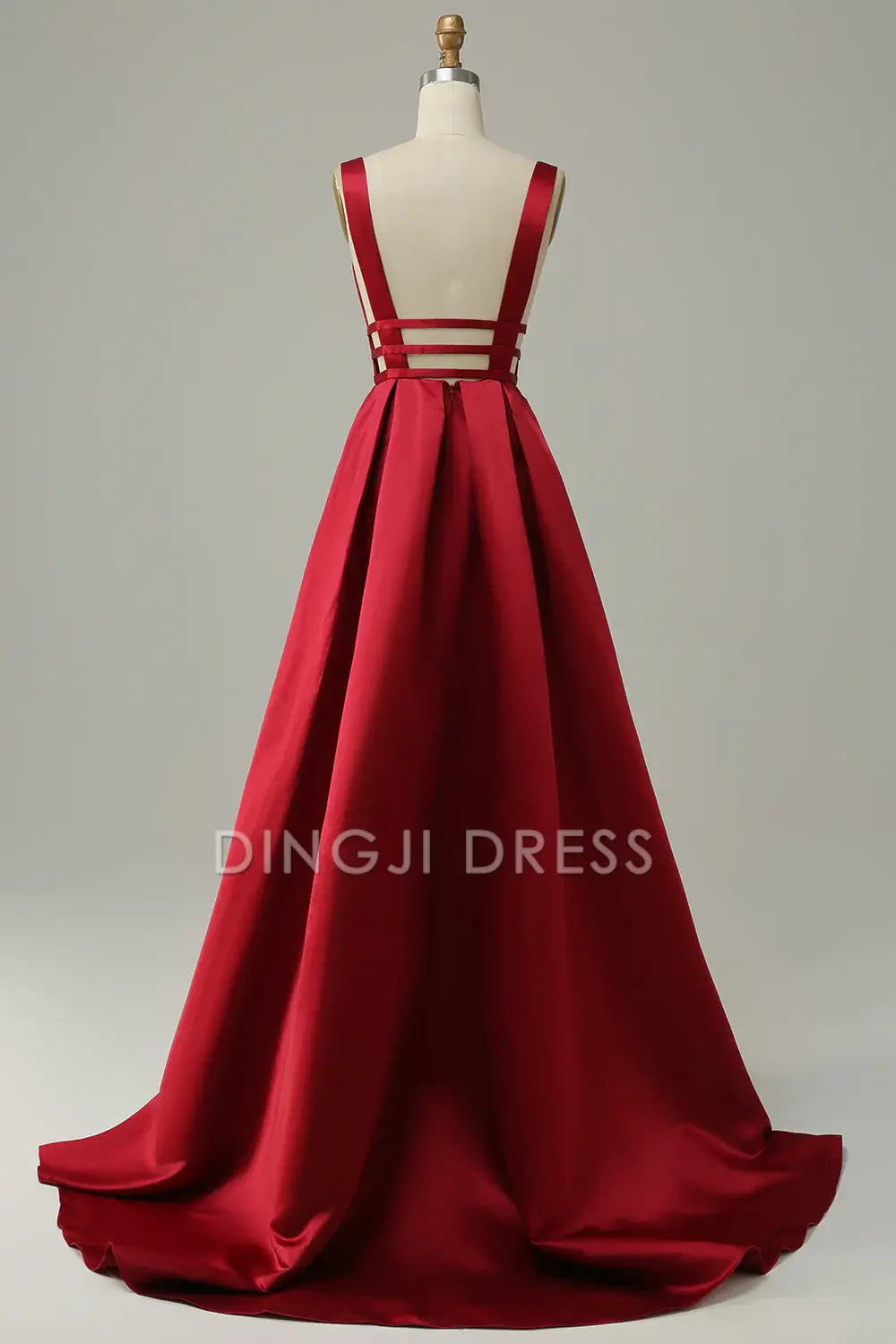 DingJiDress High Quality Dress Exquisite A Line Deep V Neck Backless Sweep Train Charming Prom Dress