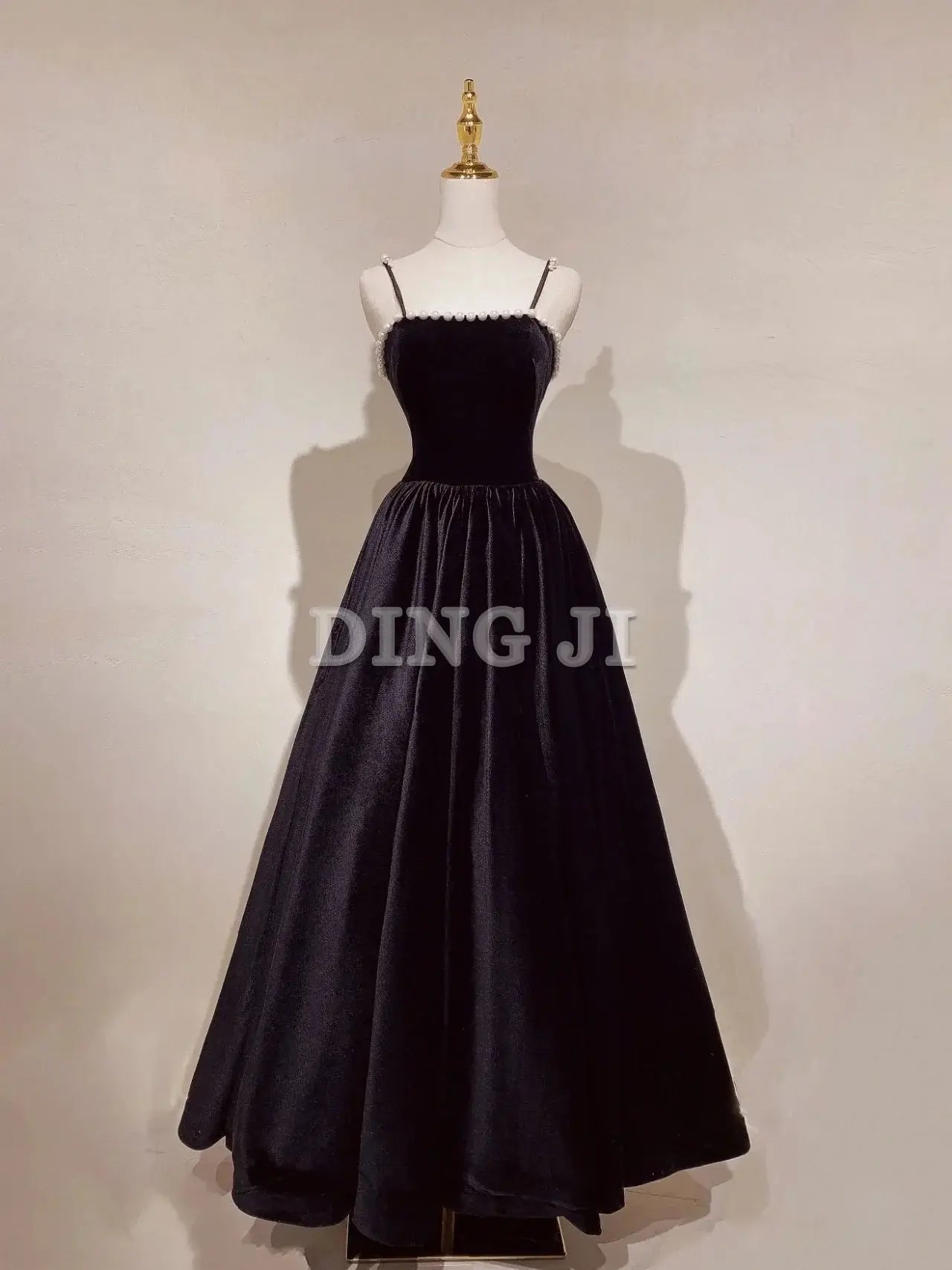 DingJiDress Elegant Evening Dress A-Line Spaghetti Straps Sleeveless Backless Long Prom Dresses Beading High Quality Formal Wear Dresses Wedding Guest Dresses