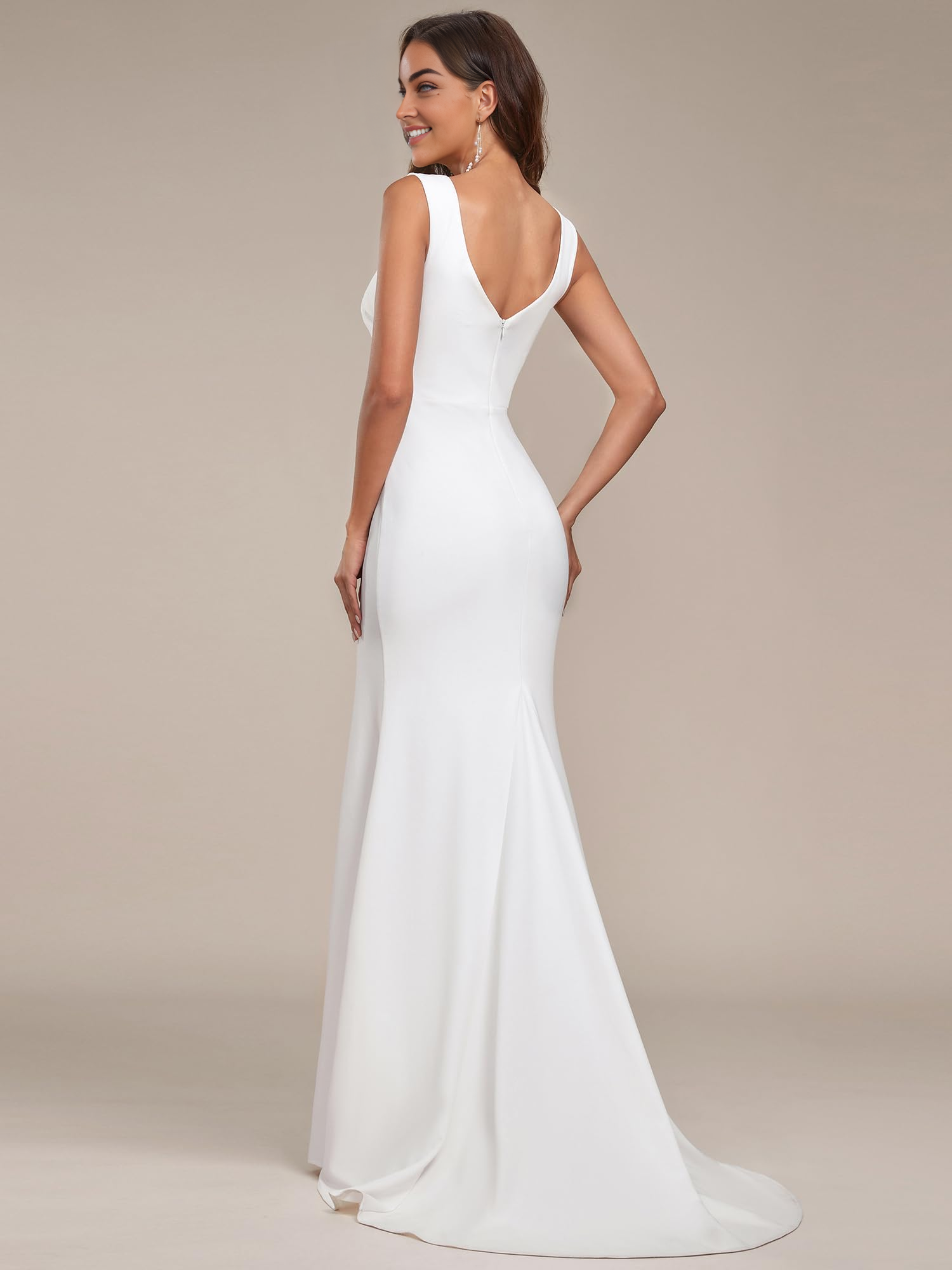 DingJiDress Wedding Dress Classic V-Neck Mermaid Bodycon Slit for Bride Formal Women's Dresses Without a veil