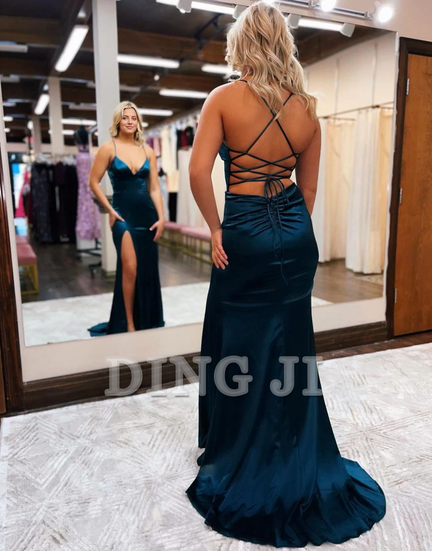 DingJiDress Evening Dress Deep V Neck Mermaid Spaghetti Straps Backless Side Fork Sexy Charming Formal Women's Dresses Wedding Guest Dresses