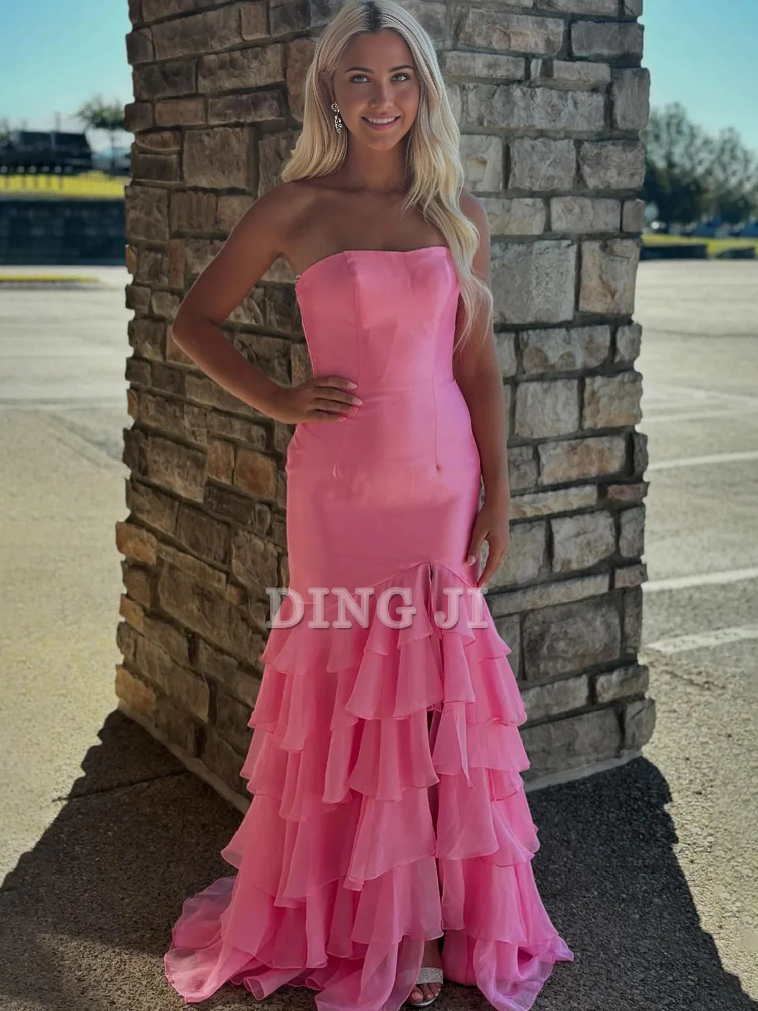 DingJiDress Evening Dress Mermaid Cultivate oneself Strapless layering Prom Dresses Side Fork Exquisite Formal Women's Dresses Wedding Guest Dresses