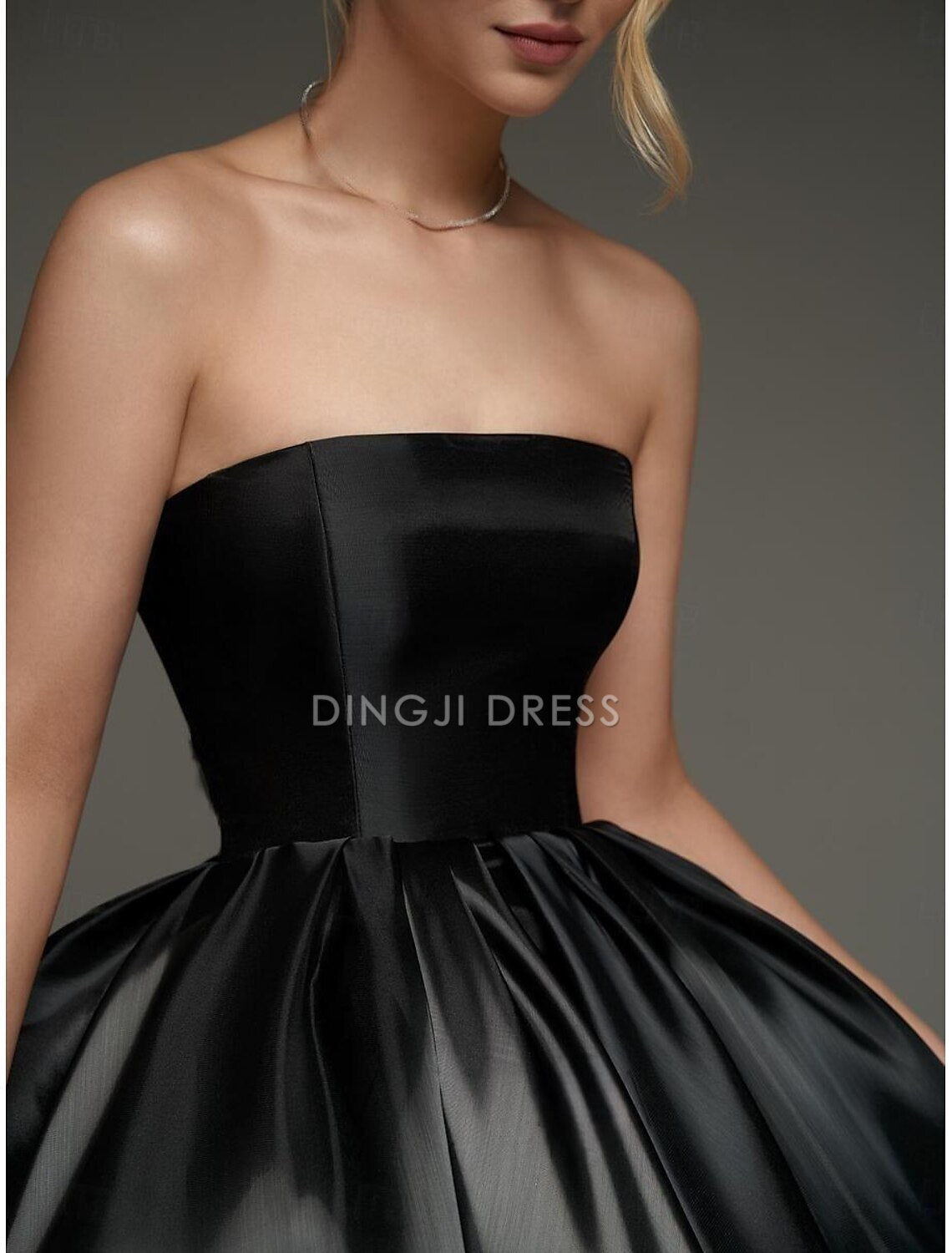 DingJiDress Hot Sale Short Prom Dress A-Line Corsets Dress Holiday Graduation Sleeveless Strapless Satin with Ruched New Homecoming Dress