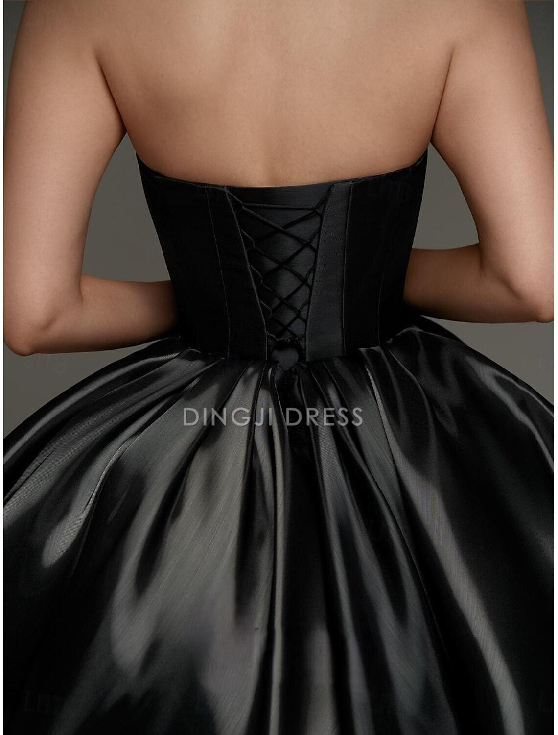 DingJiDress Hot Sale Short Prom Dress A-Line Corsets Dress Holiday Graduation Sleeveless Strapless Satin with Ruched New Homecoming Dress