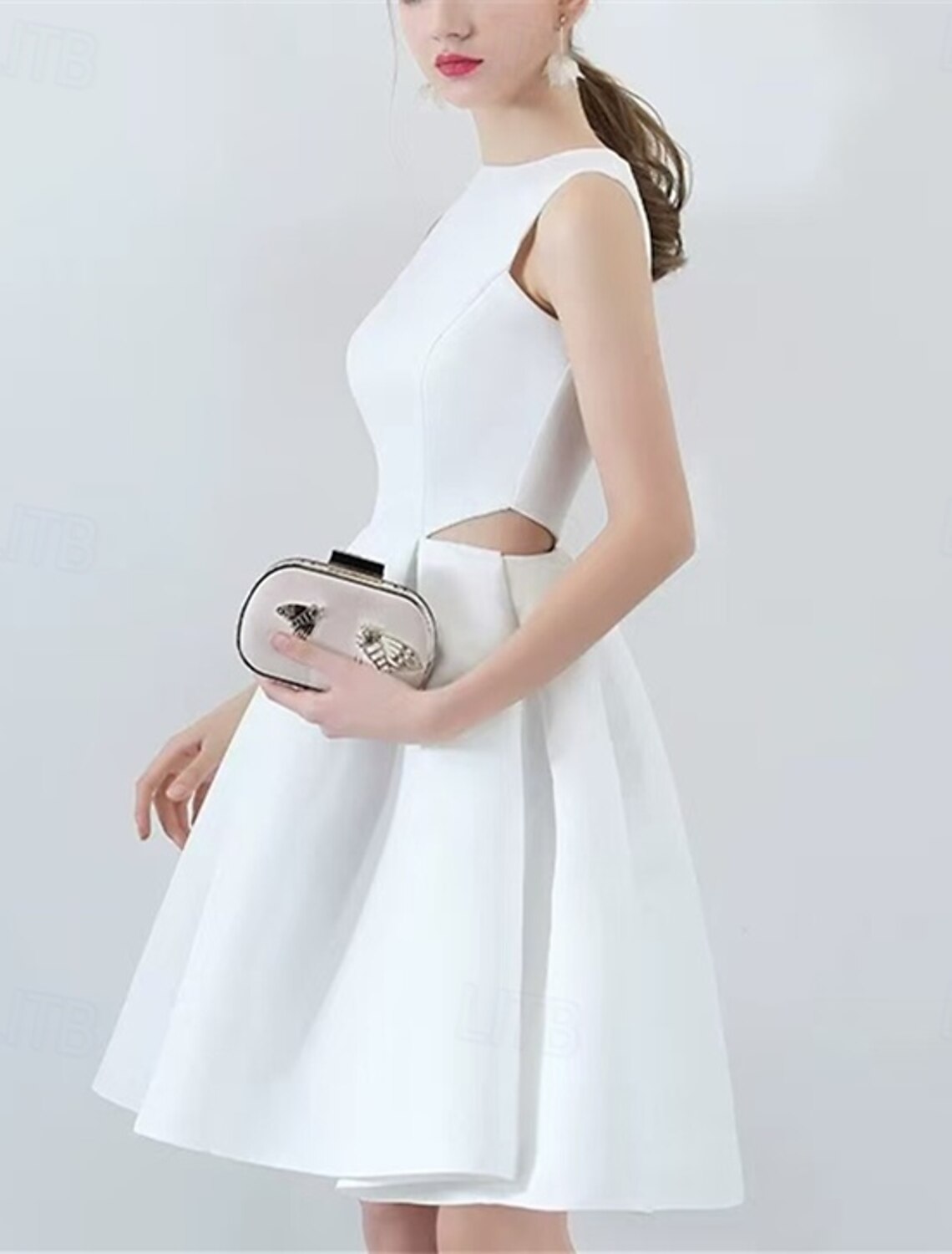 DingJiDress Hot Sale Short Prom Dress Elegant A-Line Boat Neck Formal Wedding Guest Sleeveless Pleats Hollow Out New Homecoming Dress