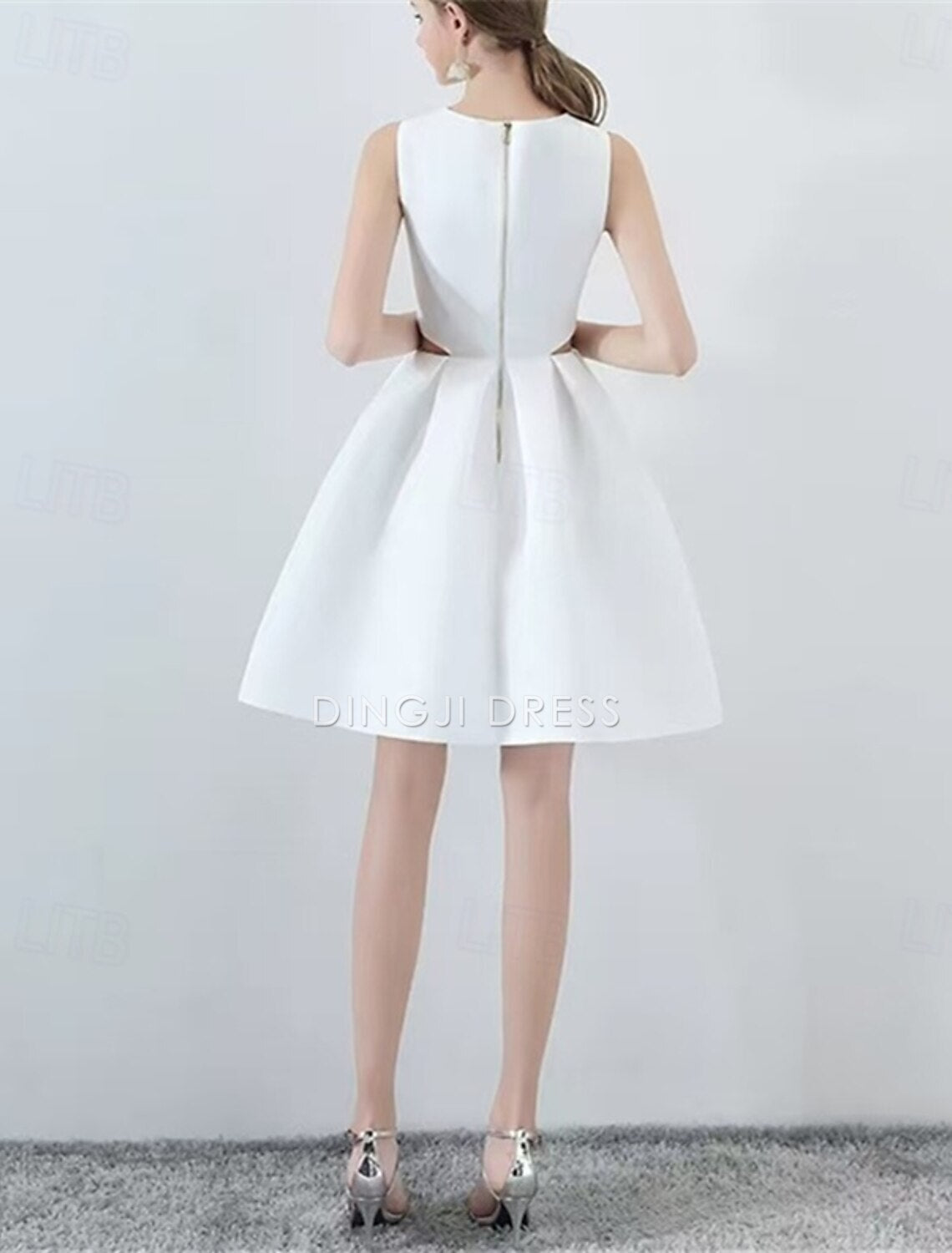 DingJiDress Hot Sale Short Prom Dress Elegant A-Line Boat Neck Formal Wedding Guest Sleeveless Pleats Hollow Out New Homecoming Dress