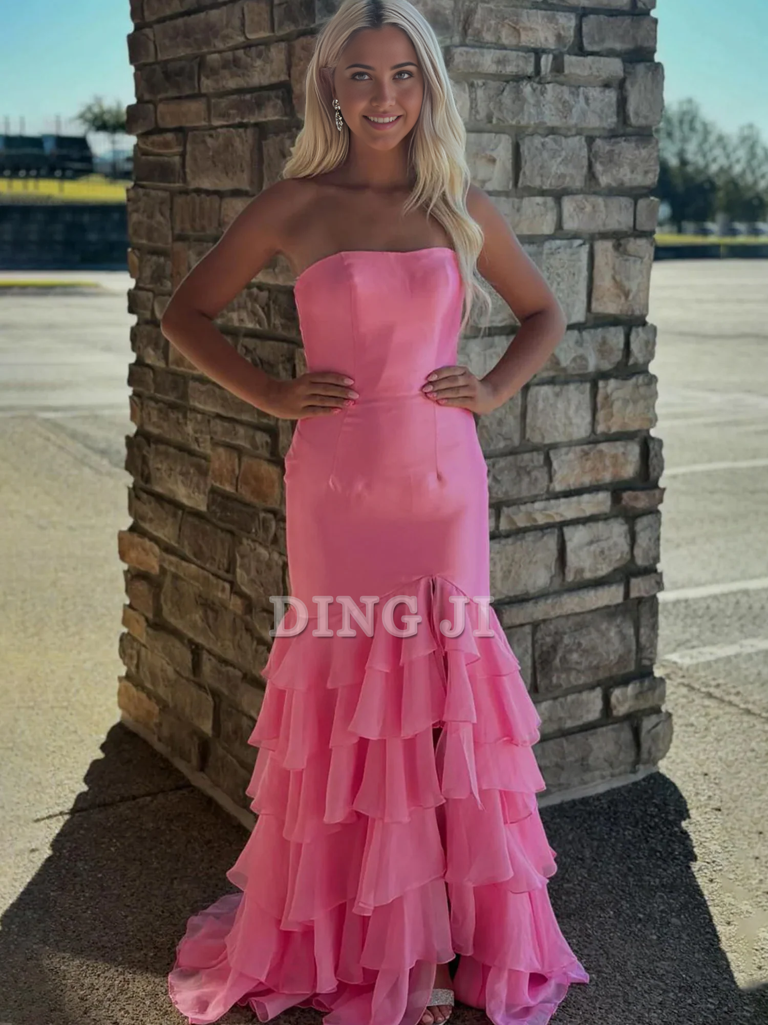 DingJiDress Evening Dress Mermaid Cultivate oneself Strapless layering Prom Dresses Side Fork Exquisite Formal Women's Dresses Wedding Guest Dresses