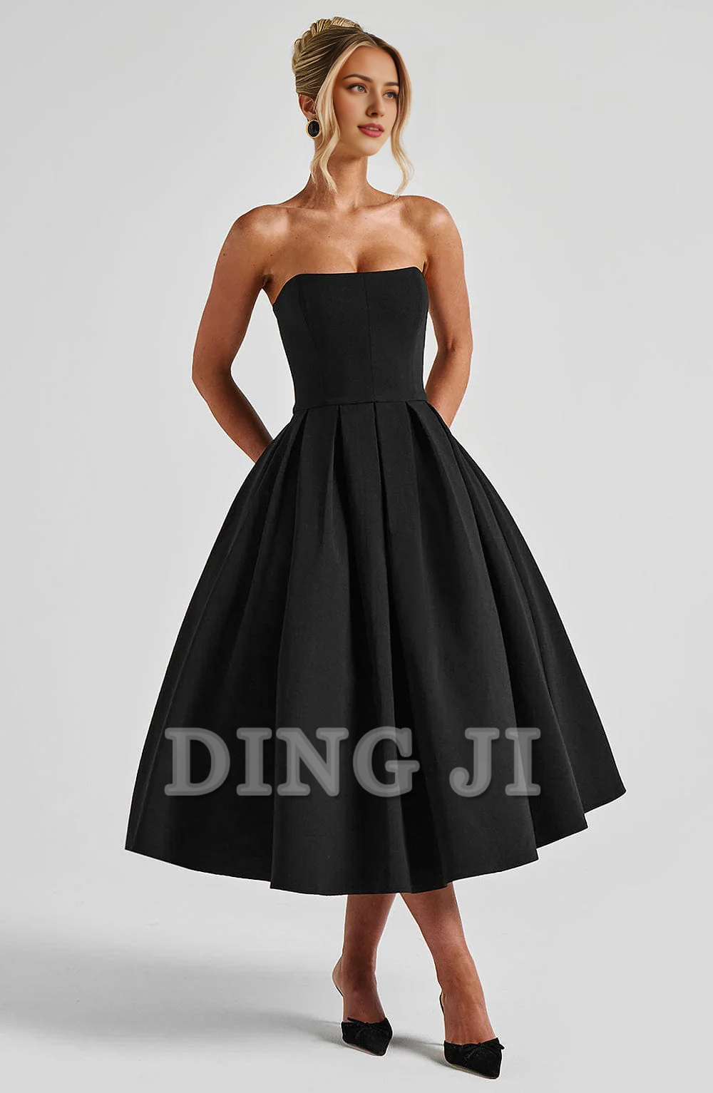 DingJiDress Bridesmaid Dresses A Line Strapless Backless Elegant Exquisite Dresses Wedding Guests Dresses