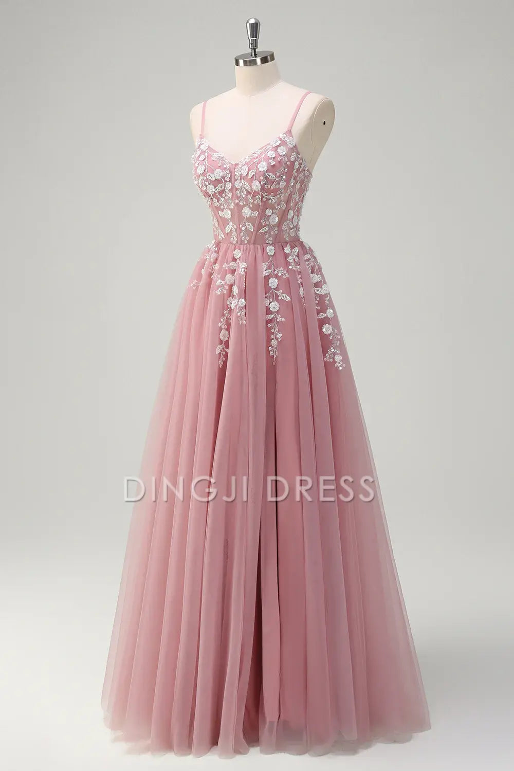 DingJiDress High Quality Dress Evening Dress Exquisite A-Line Spaghetti Straps Floral Backless With Slit Youthful Long Prom Dress