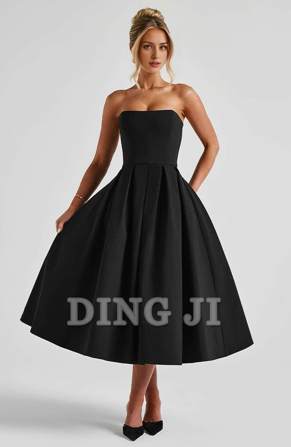 DingJiDress Bridesmaid Dresses A Line Strapless Backless Elegant Exquisite Dresses Wedding Guests Dresses