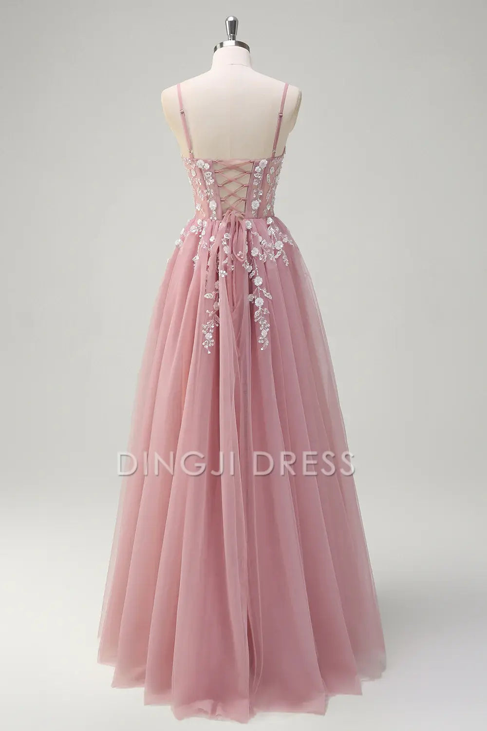 DingJiDress High Quality Dress Evening Dress Exquisite A-Line Spaghetti Straps Floral Backless With Slit Youthful Long Prom Dress