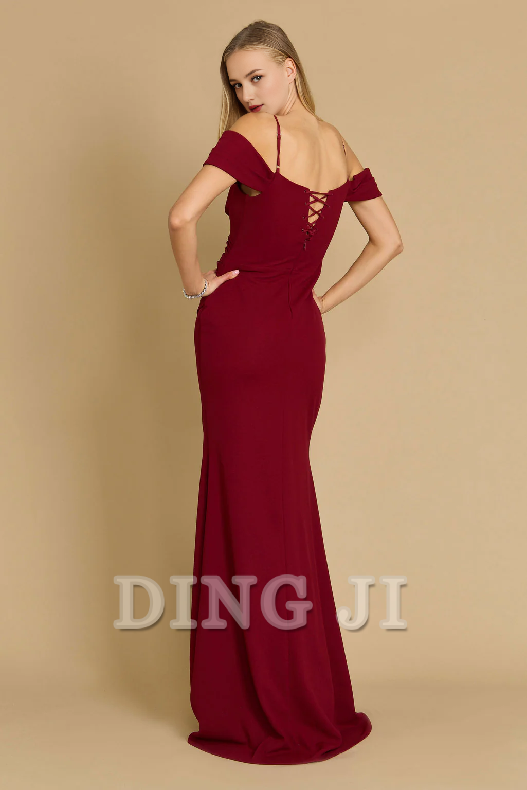 DingJiDress Bridesmaid Dresses Elegant Long Sweetheart Off The Shoulder Pleated Wrap High Slit Wedding Guests Dresses