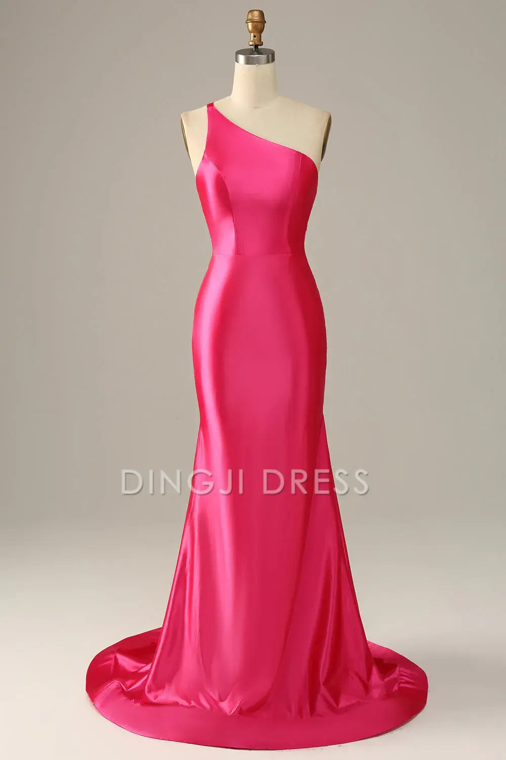 DingJiDress High Quality Dress Elegant One Shoulder Mermaid Backless Sweep Train Prom Dress
