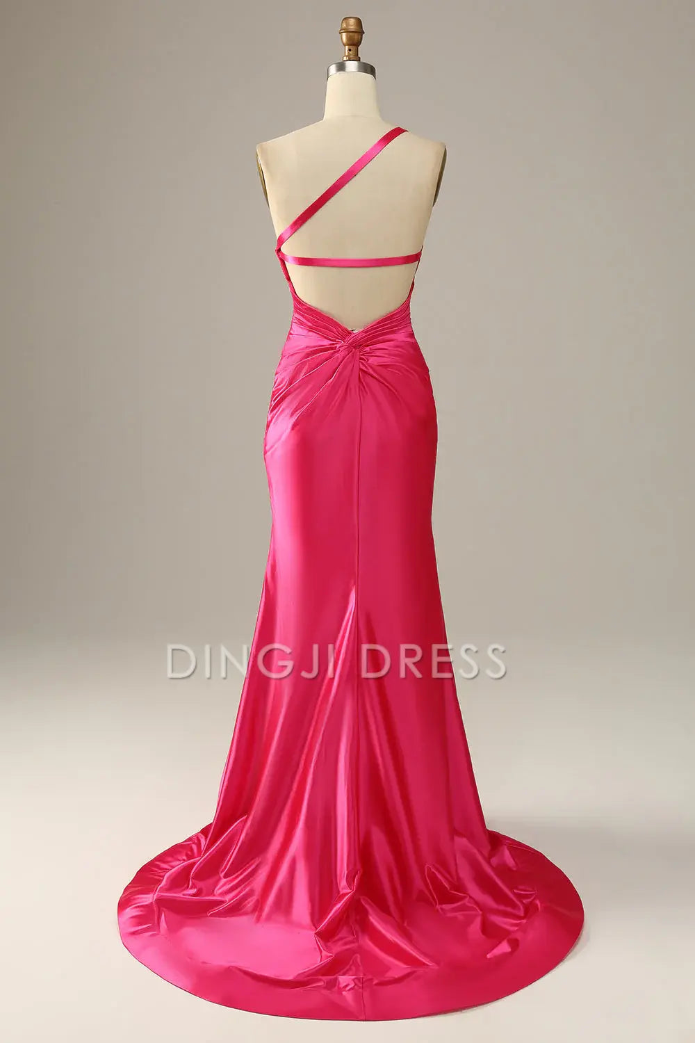 DingJiDress High Quality Dress Elegant One Shoulder Mermaid Backless Sweep Train Prom Dress