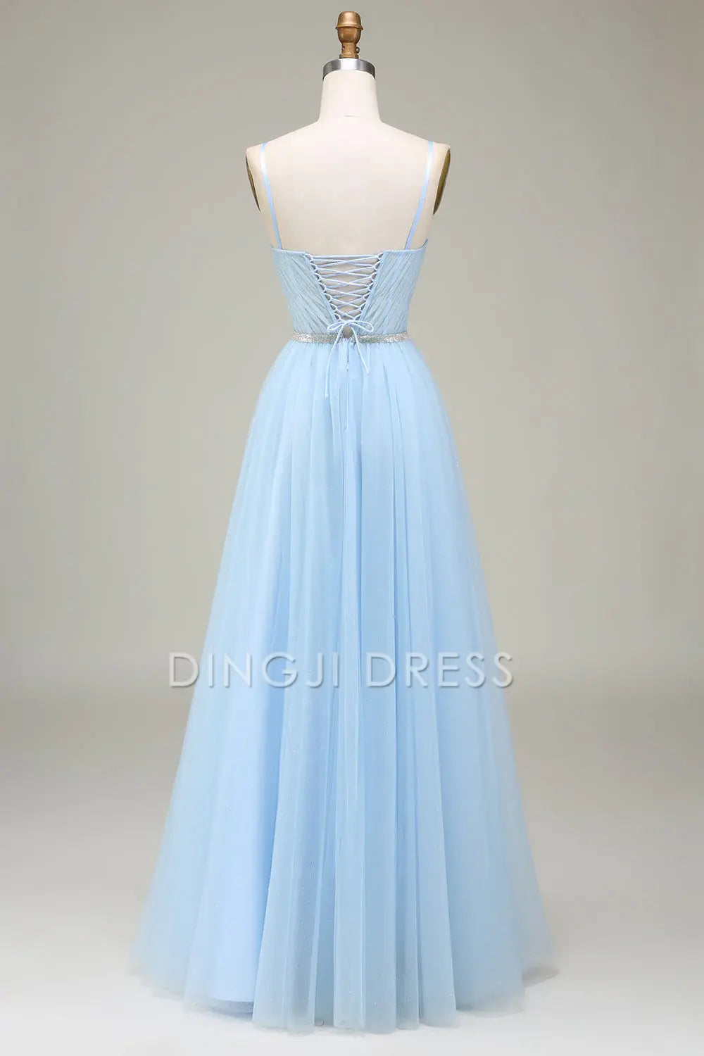 DingJiDress High Quality Dress Evening Dress Fantastic A-Line Sweetheart Spaghetti Strap Tulle Appliques Backless Long Prom Dress