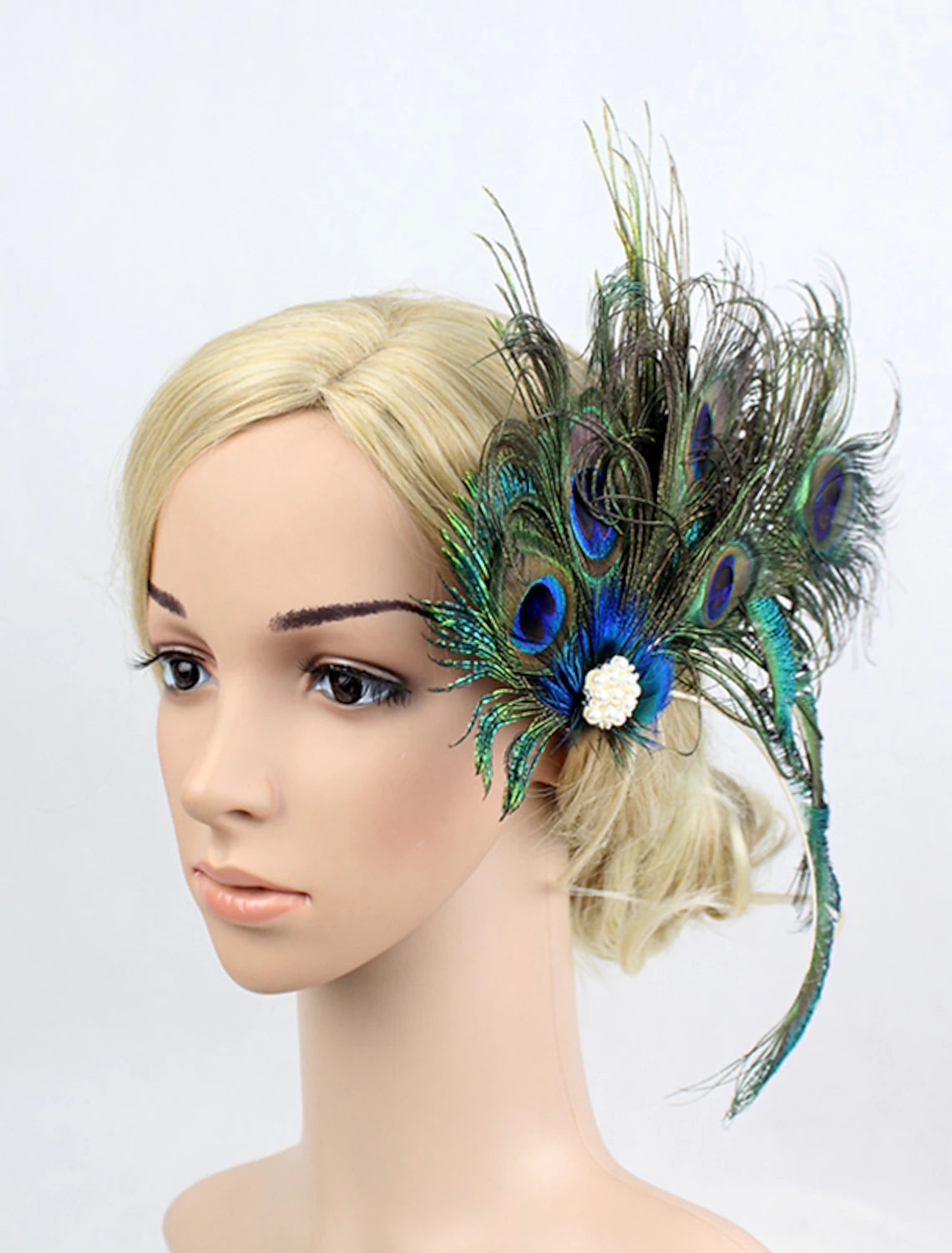 DingJiDress Fascinators Kentucky Derby Hat Flowers Headwear Hair Clip Rhinestone Feather Fall Wedding Melbourne Cup Cocktail Royal Astcot Vintage 1920s The Great Gatsby With Floral Headpiece Headwear