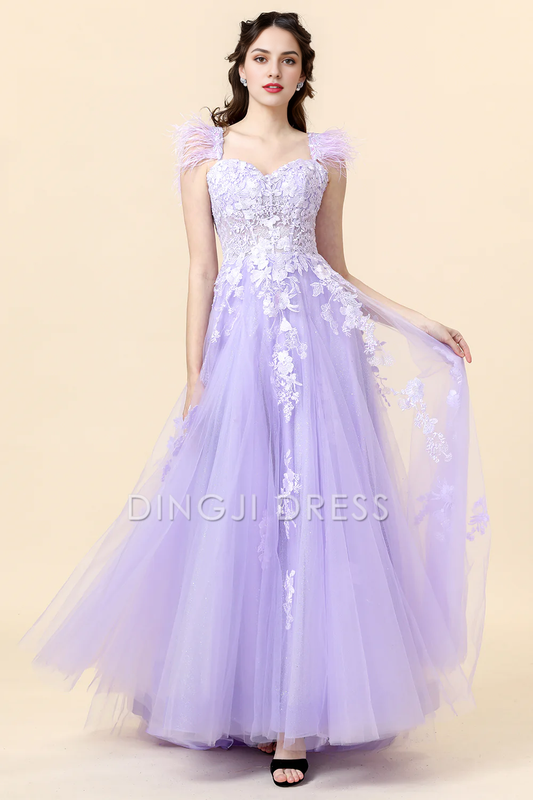 DingJiDress High Quality Dress Evening Dress Exquisite A Line Sweetheart Appliques Backless Fantastic Long Prom Dress