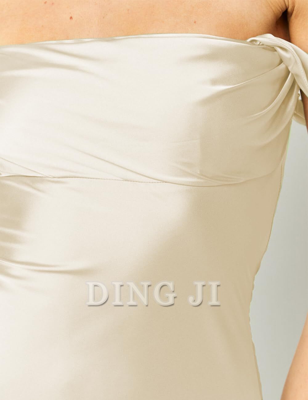 DingJiDress Bridesmaid Dresses Elegant Off The Shoulder Ruched Backless Maxi Dress Strapless Tube Sleeveless Fitted Formal Wear Dresses